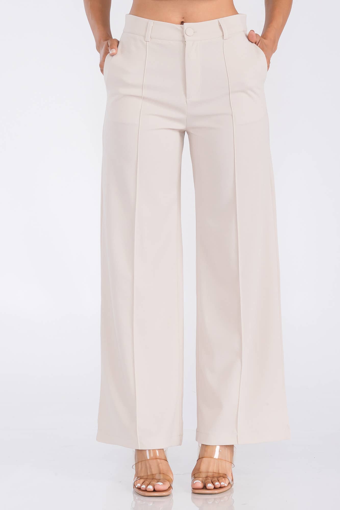 Fashion Space - Wholesale Pants - Women's - Women's Solid High Waist Formal Pants5