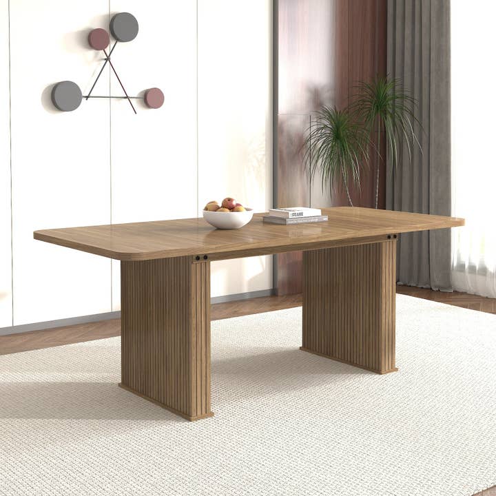 39F Inc. - Vente Tables d'appoint - Table à manger moderne extensible (6-10 places) - Beige Marron
