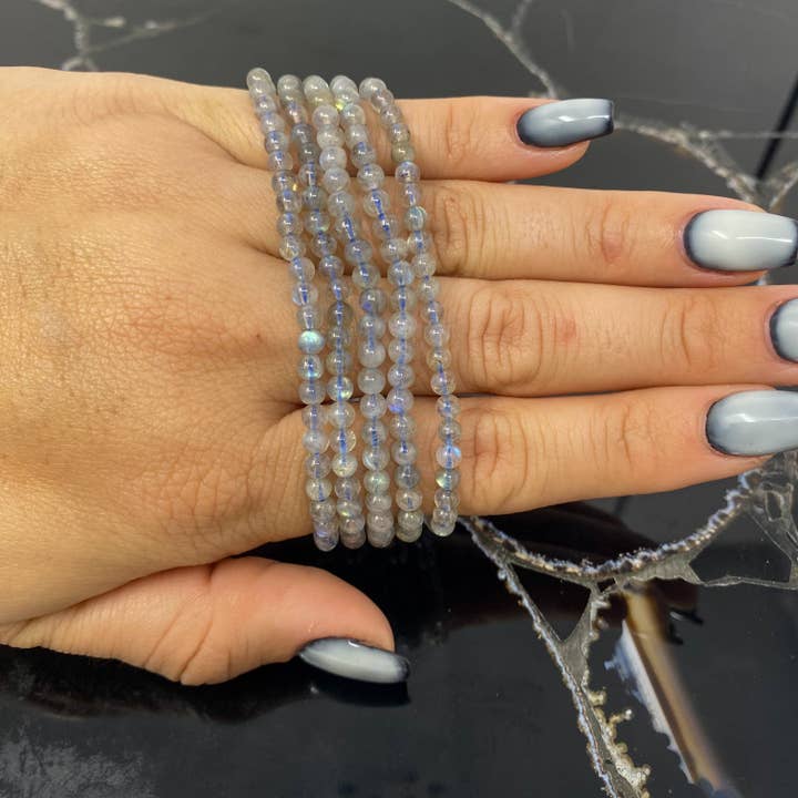 4mm Labradorite Bracelet- 1 bracelet for wholesale by The Crystal Tabby