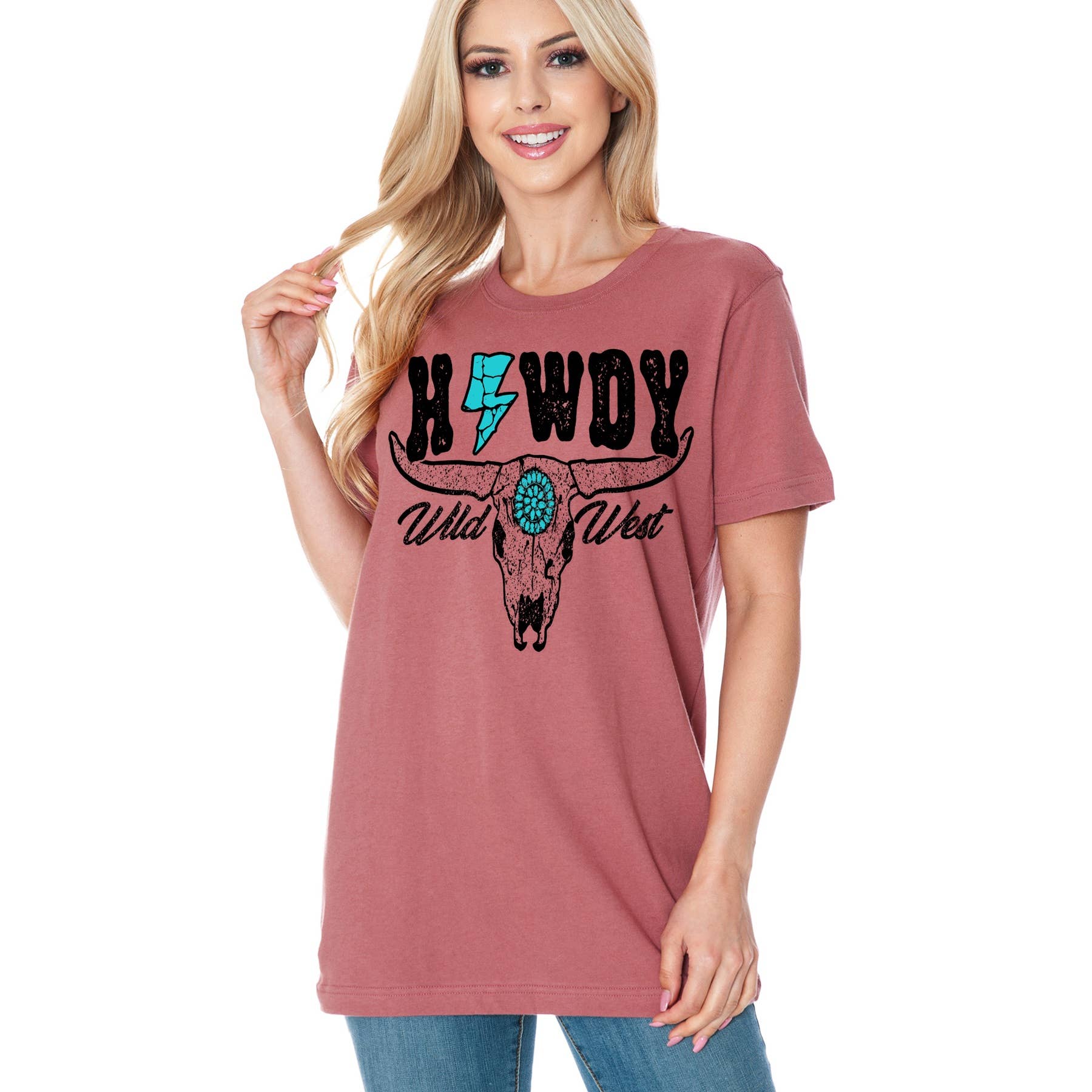 Amused by Blue - Wholesale Screen Printed T-Shirt - Women's - HOWDY WILD WEST1