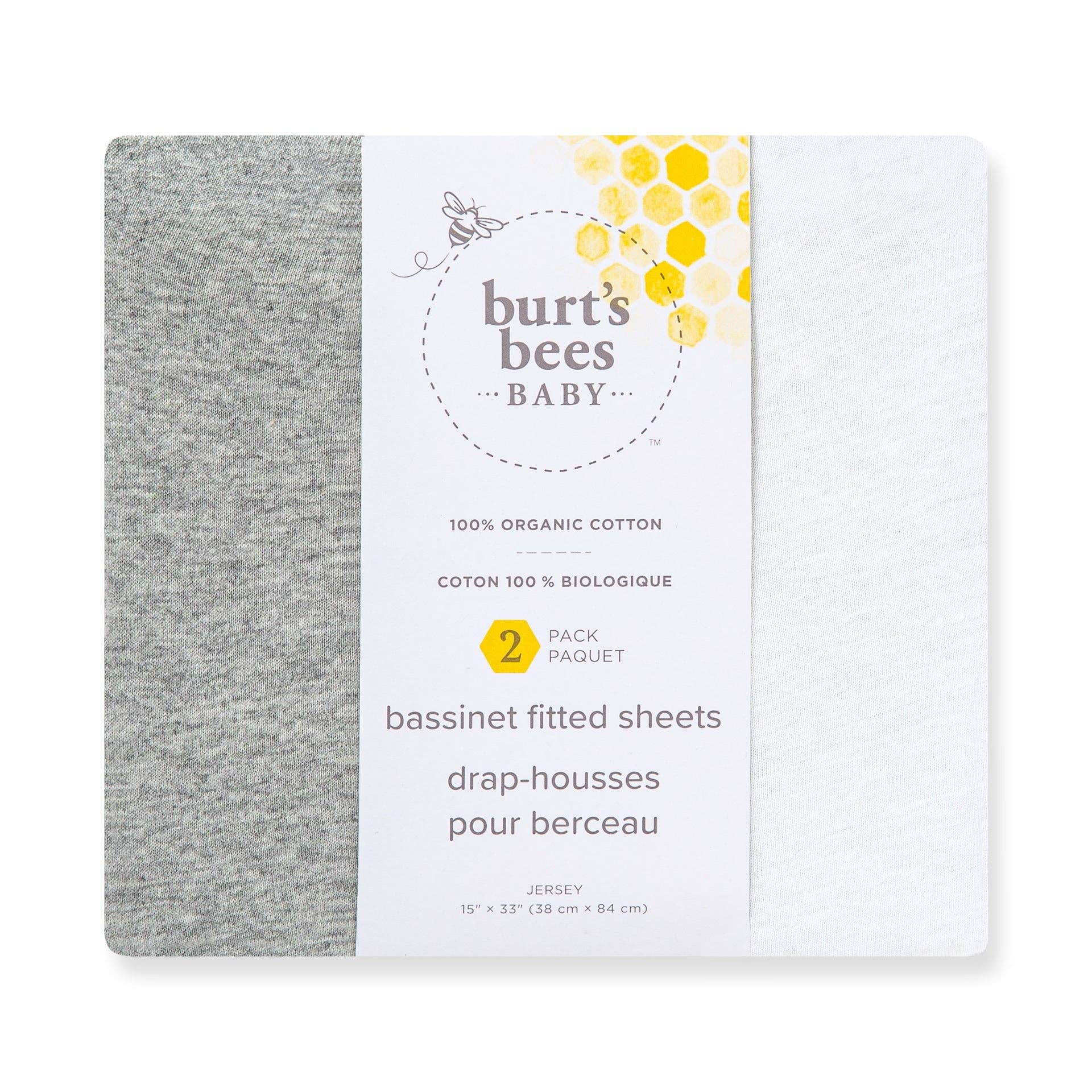 Burt's Bees Baby - Wholesale Fitted Sheet - Kids & Baby - Solid Organic Cotton BEESNUG® Fitted Bassinet Sheet 2 Pack2