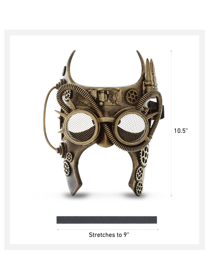 Cota Global - Wholesale Costume - Kids - Steampunk - Metallic Gladiator Bat Mechanical Mask - Gold2