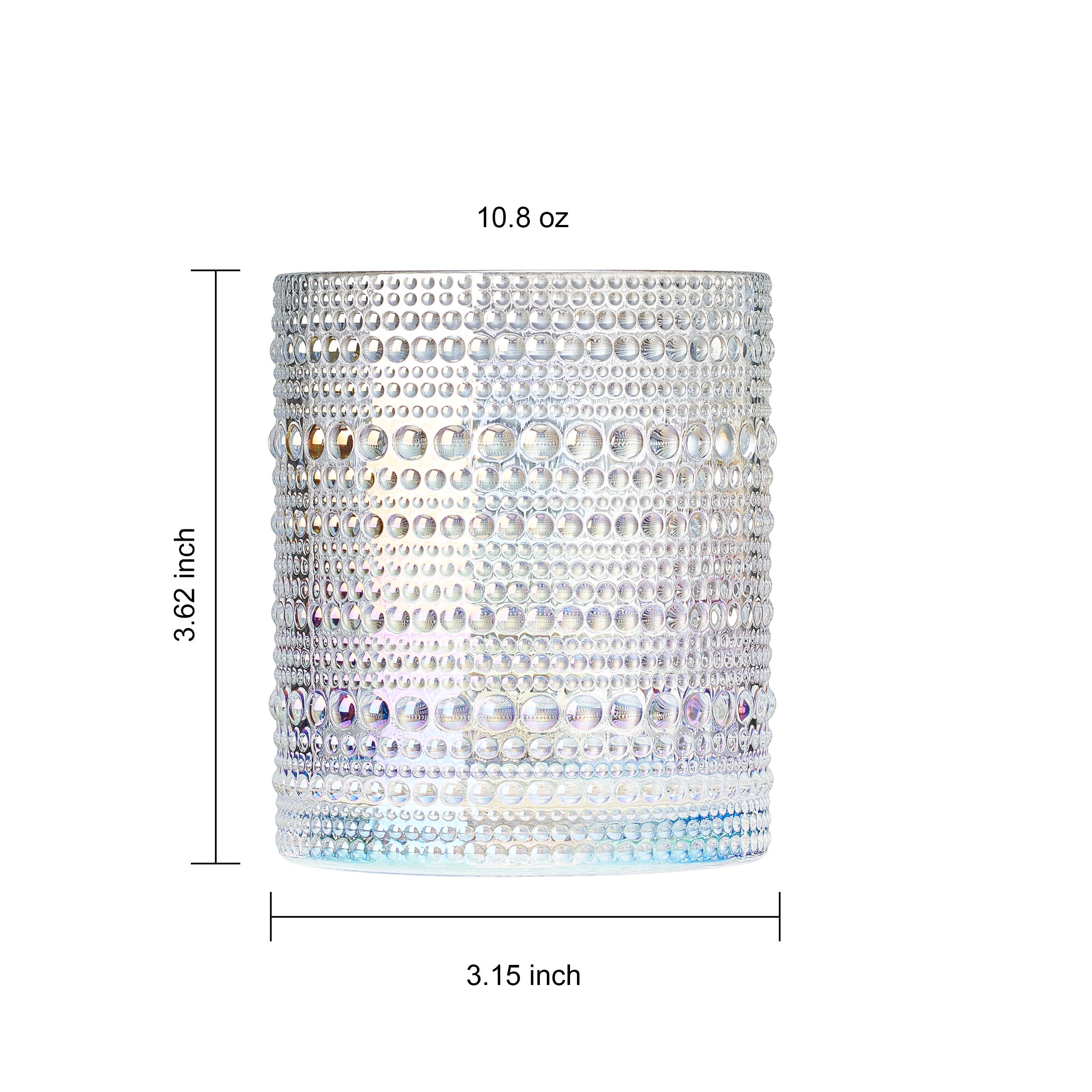 The Wine Savant /  Khen Glassware – wholesale Cocktail/liquor glass – Hobnail Iridescent Beaded Lowball Drinking Tumbler Glasses3