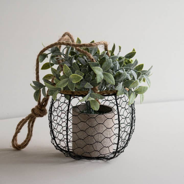 Foreside Home & Garden - Wholesale Hanging Planter - SALE - Barric Hanging Dried Floral Basket Black Metal