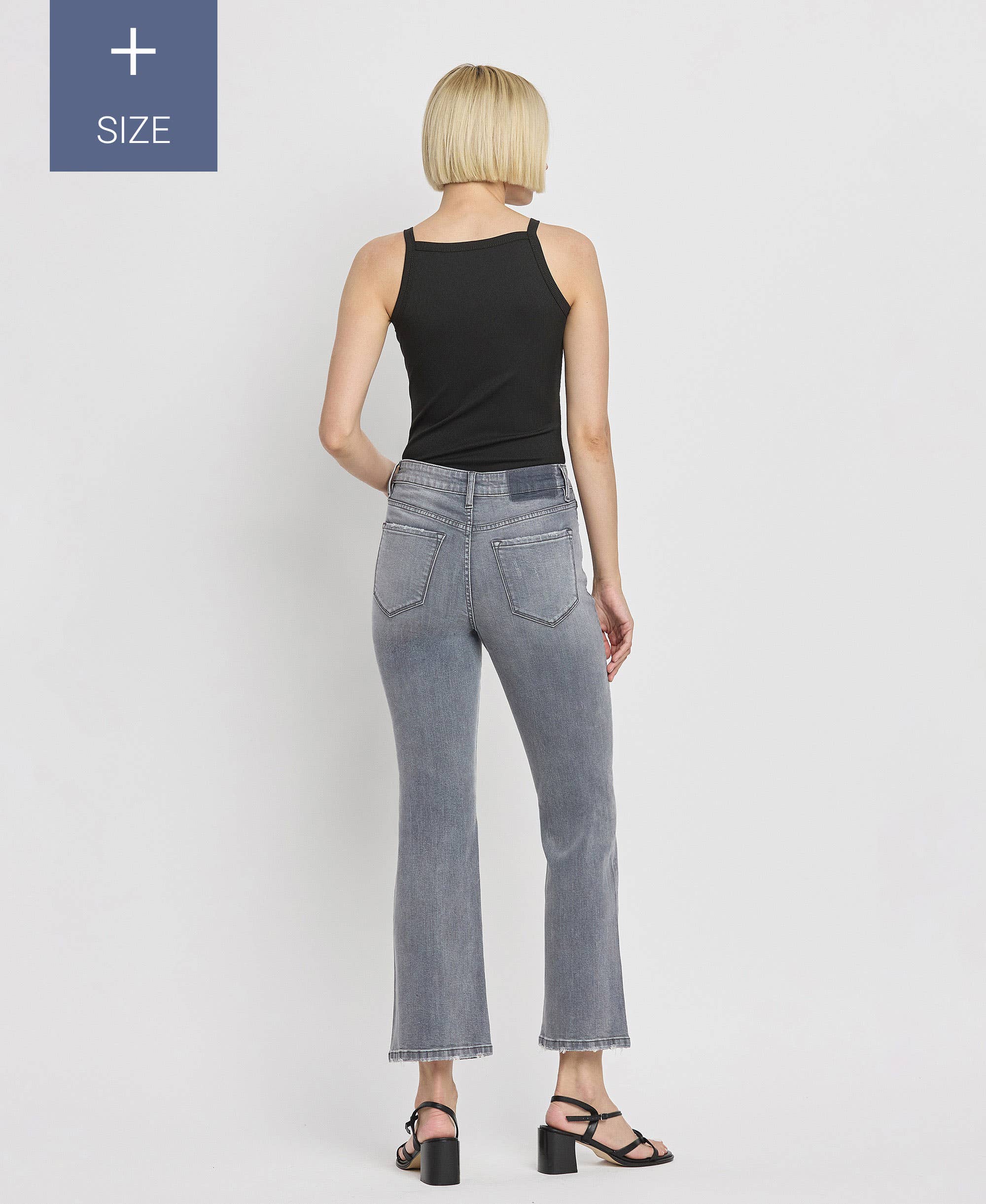 MERGULHO ALTO JEANS PLUS SIZE COM CORTE NO TORNOZELO DE ALTA ALTURA T6413-P para venda a revendedores na Faire7