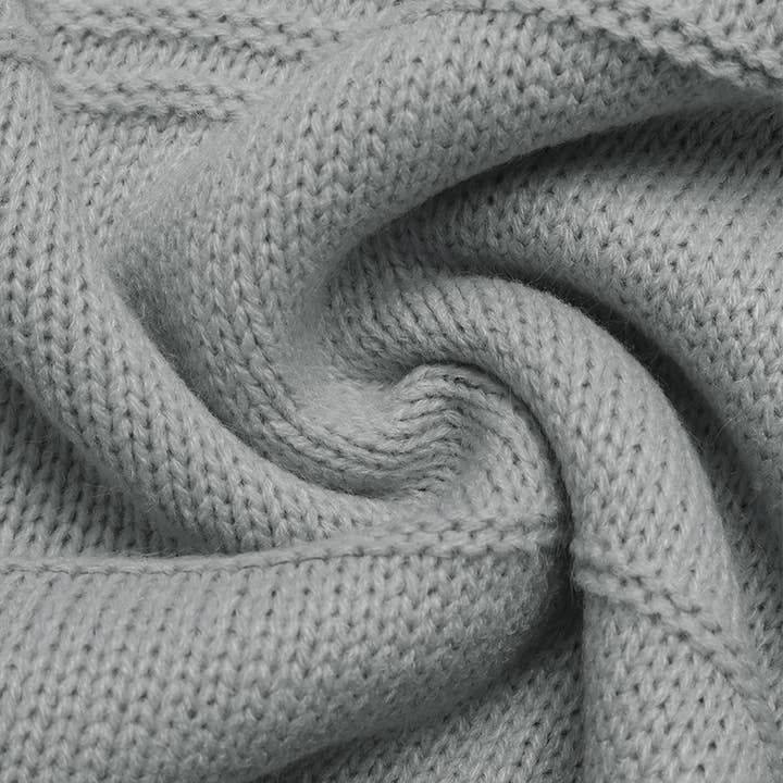 GREY Casual style loose V-neck solid color sweater for wholesale on Faire10