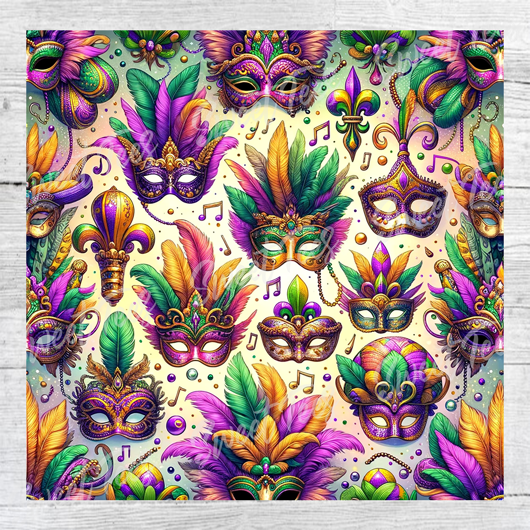 Sweet Tees - Wholesale Insulated Mug/Tumbler - Mardi Gras Fleur de Lis Sublimation Tumbler 20oz 30oz1