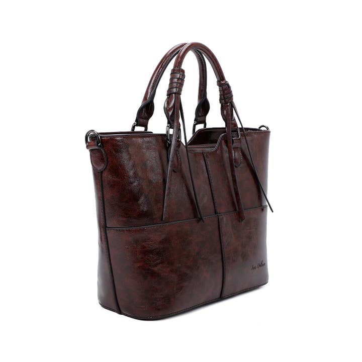 INES DELAURE - Wholesale Top Handle Bag - Women's - Handbag with front stitching5