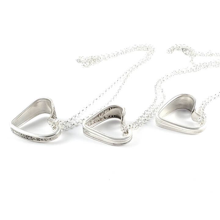 Midnight Jo - Wholesale Pendant/Charm Necklace - Mixed Bag Upcycled Spoon Open Heart Necklace