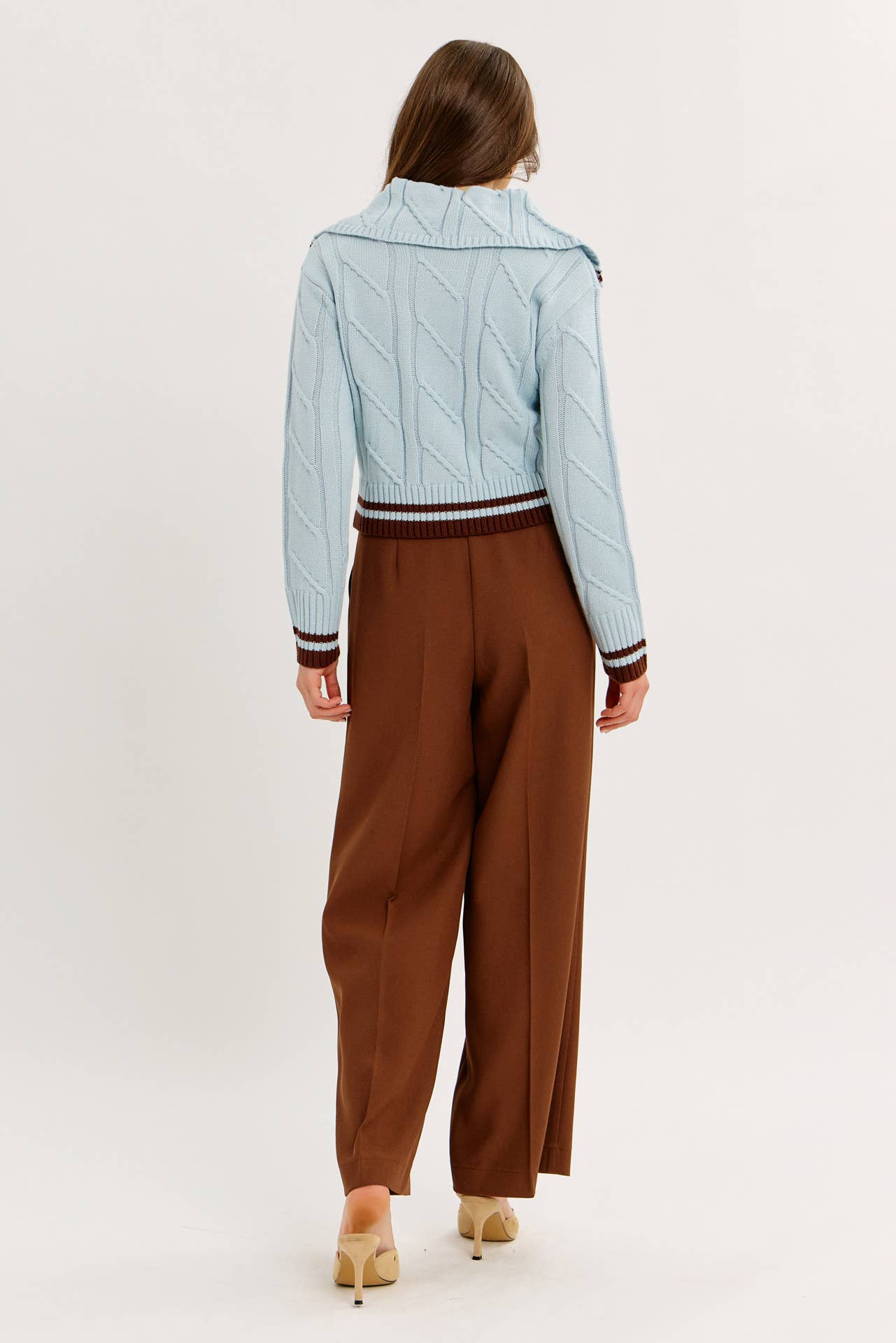 idem ditto - Wholesale Knit Sweater - Women's - PREPPY NOSTALGIA STRIPED COLLAR CABLE KNIT SWEATER13