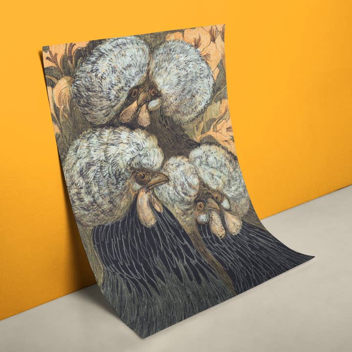 Hoytema Poster - 4 Polish Chickens for wholesale by reetro