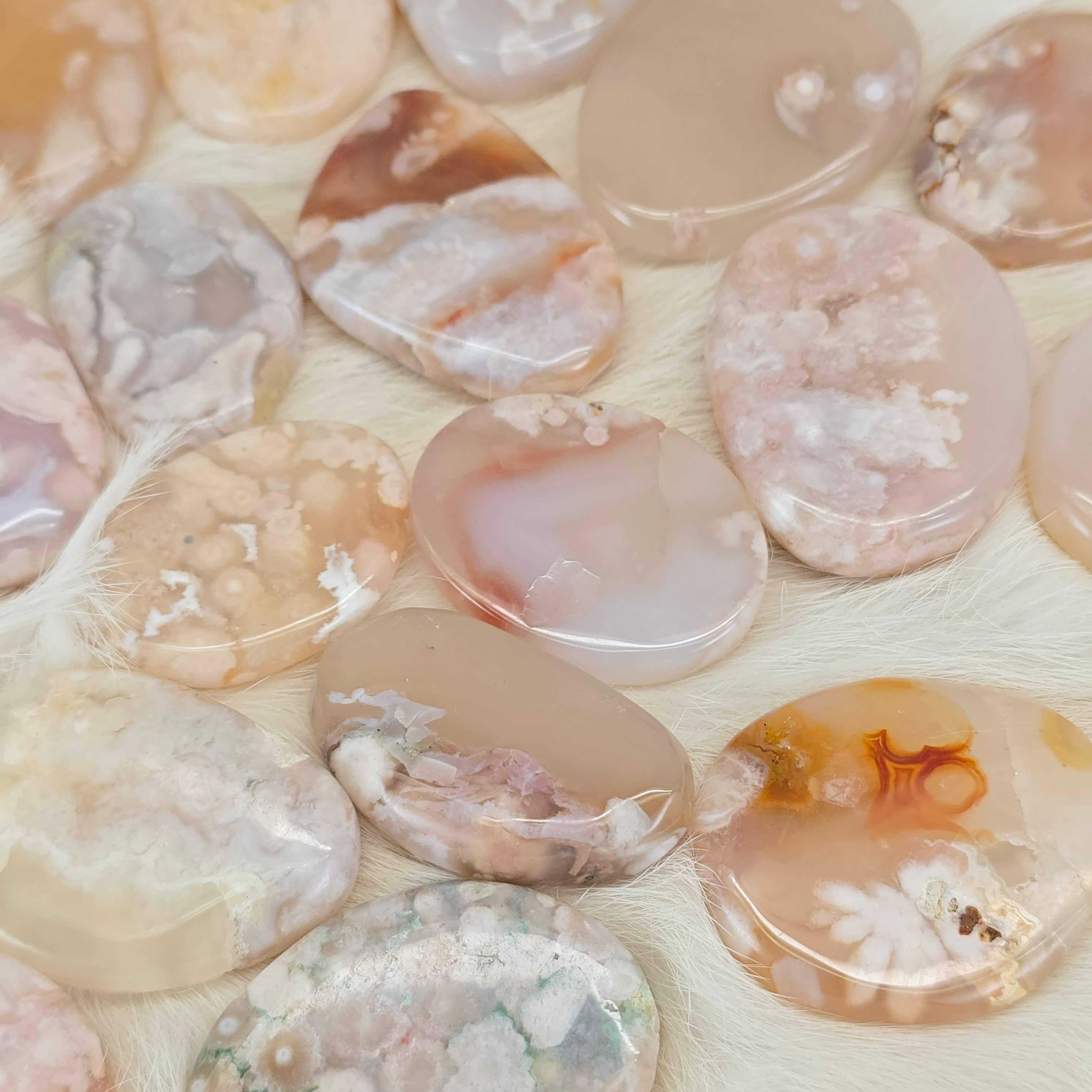 Aquamarine Daydream Wholesale - Wholesale Spiritual Stone/Crystal - .5 Kilo Flower Agate Flat Palm Stones ~ Bulk Crystals 2