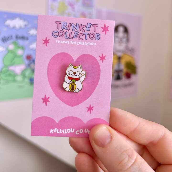 Lucky Cat - Mini Enamel Pin for wholesale by Kellylou