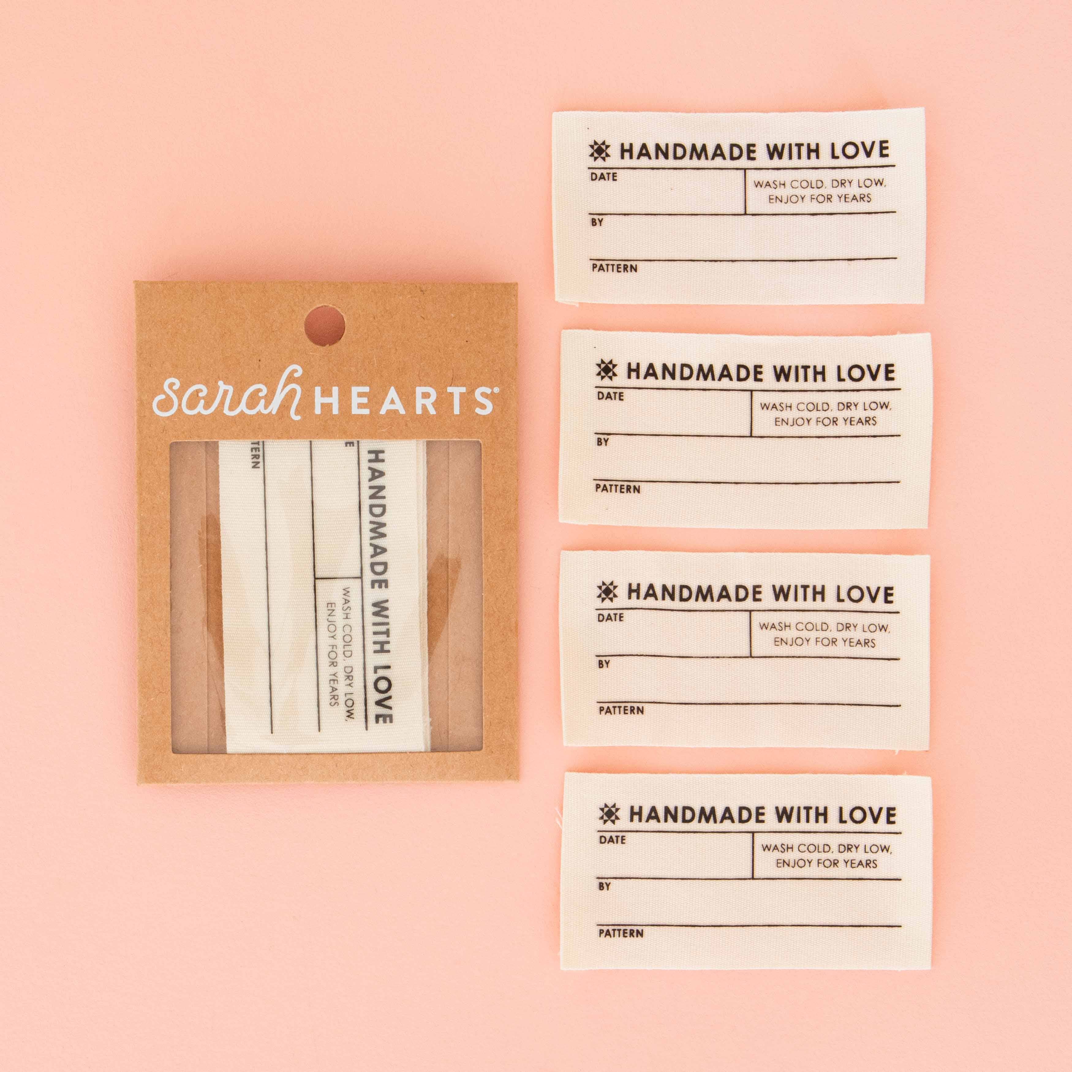 Sarah Hearts - Wholesale Craft Supplies - Quilt Info Large Write-In Organic Cotton Sewing Labels