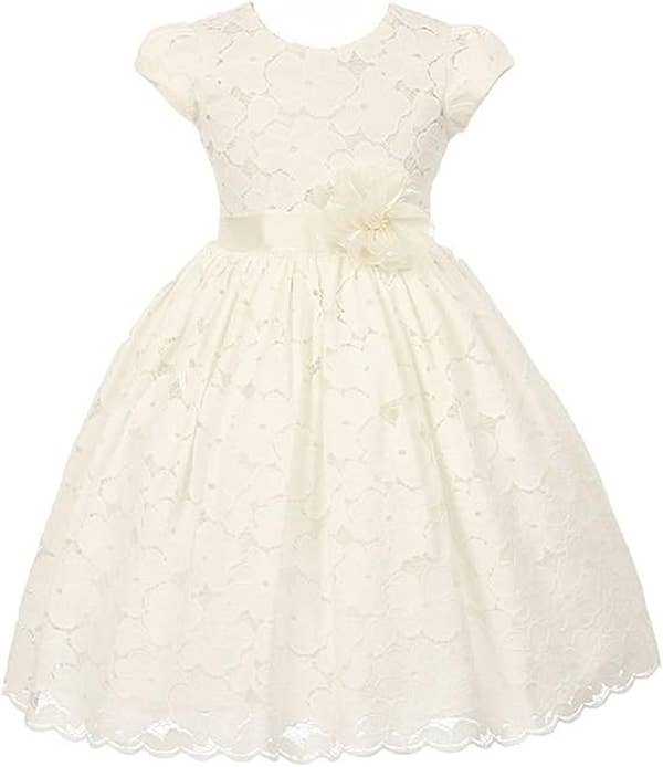 iGirlDress – Vestido - Crianças por atacado – Vestido de Menina de Manga Curta em Algodão com Renda Floral2