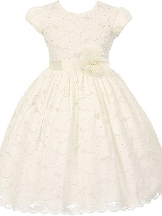 iGirlDress - Vente Robe – enfant - Robe Fille Manches Courtes en Coton Dentelle Florale Petite Fille2