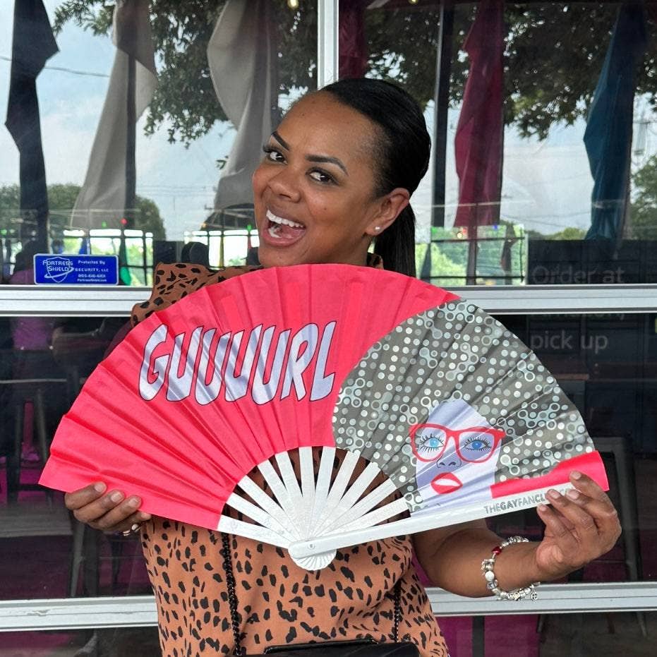 The Gay Fan Club - Wholesale Handheld Folding Fan - Gurl Fan (UV)7