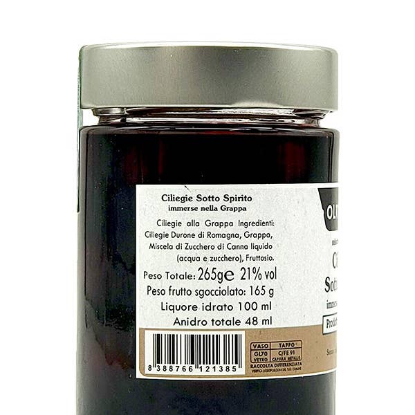 Oltresole - Vendita all'ingrosso Marmellata/Gelatina - Ciliegie Sotto Spirito Alla Grappa 300 G