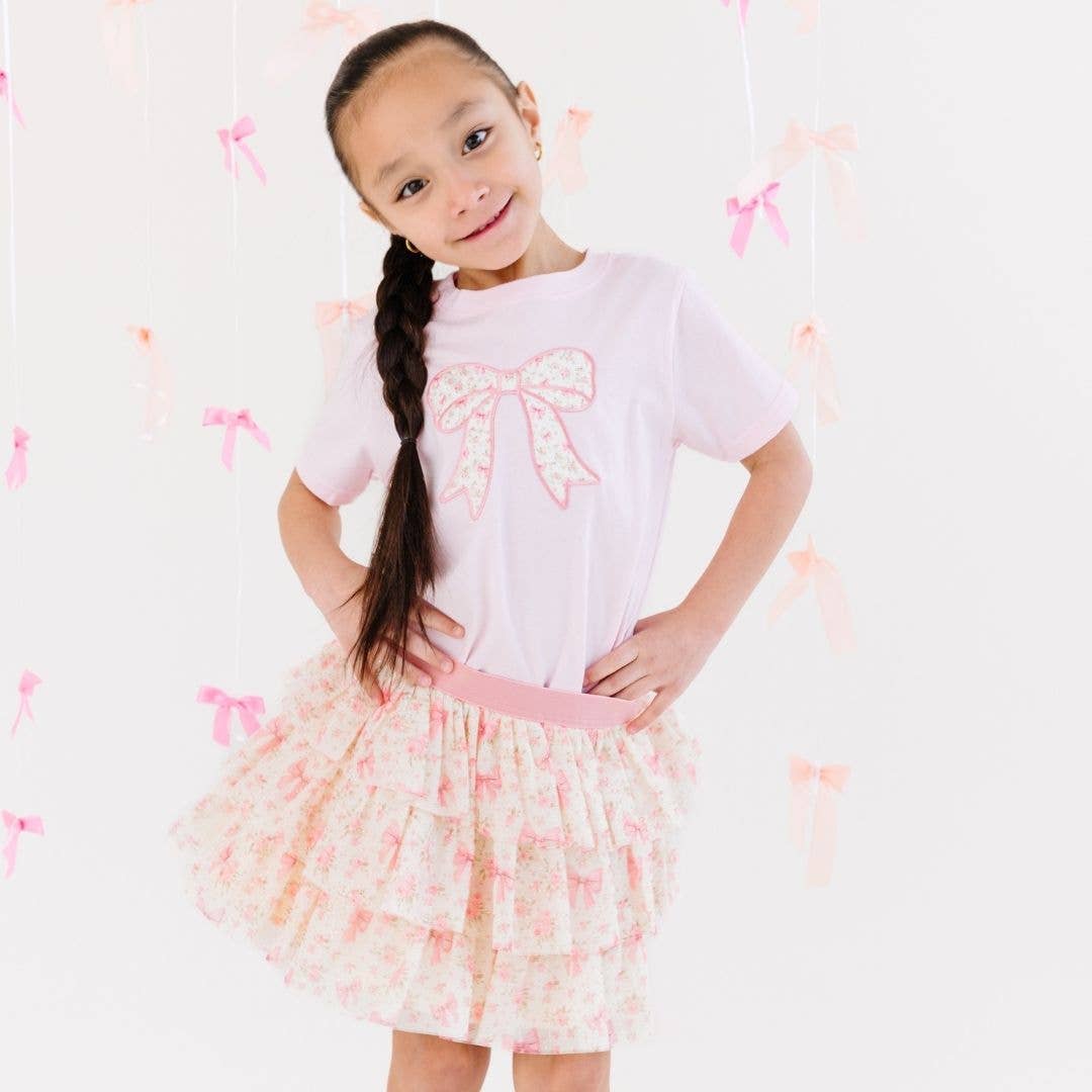 Sweet Wink - Wholesale T-Shirt - Kids - Ditsy Floral Bow Patch Short Sleeve T-Shirt - Spring 20261