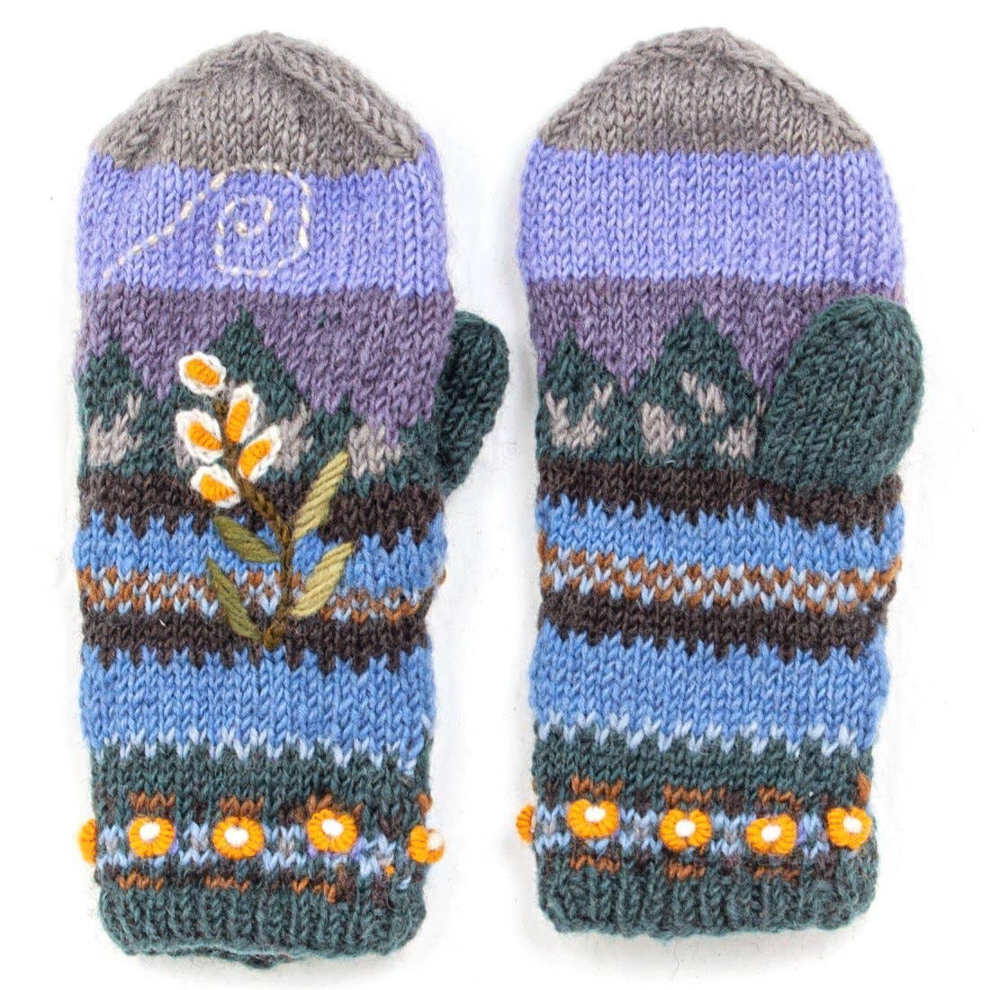 Lost Horizons Canada - Wholesale Mittens - Women's - Chloe Wool Mittens – Embroidered Floral Design5