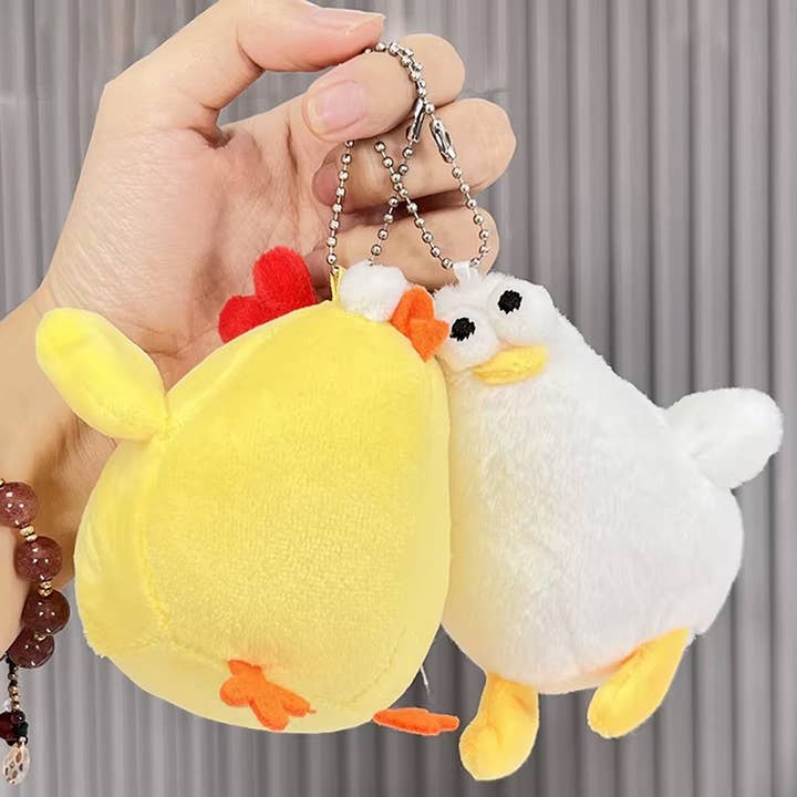 PR GROUPS LLC - Vendita all'ingrosso Portachiavi - Bambini - Portachiavi Pupazzo di Peluche Pollo Carino - Assortito