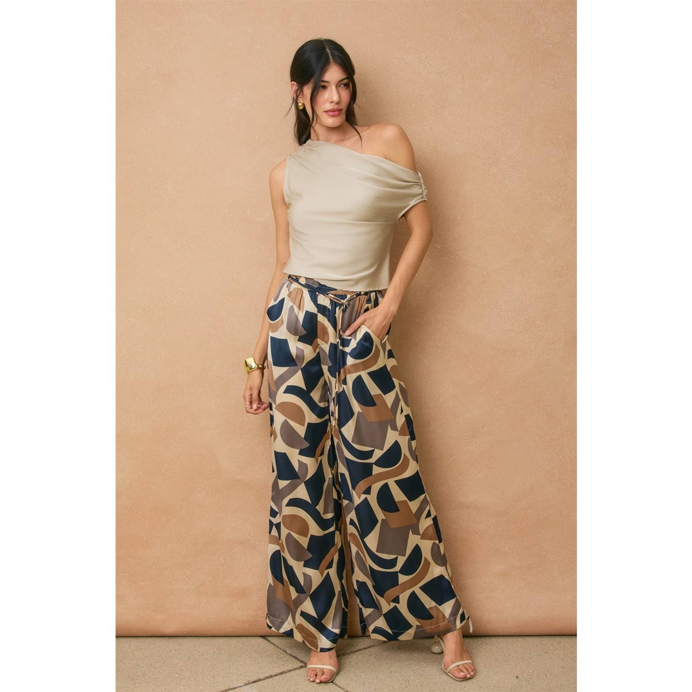 Dress Forum - Wholesale Blouse - Women's - Dull Satin Asymmetrical Shoulder Top4