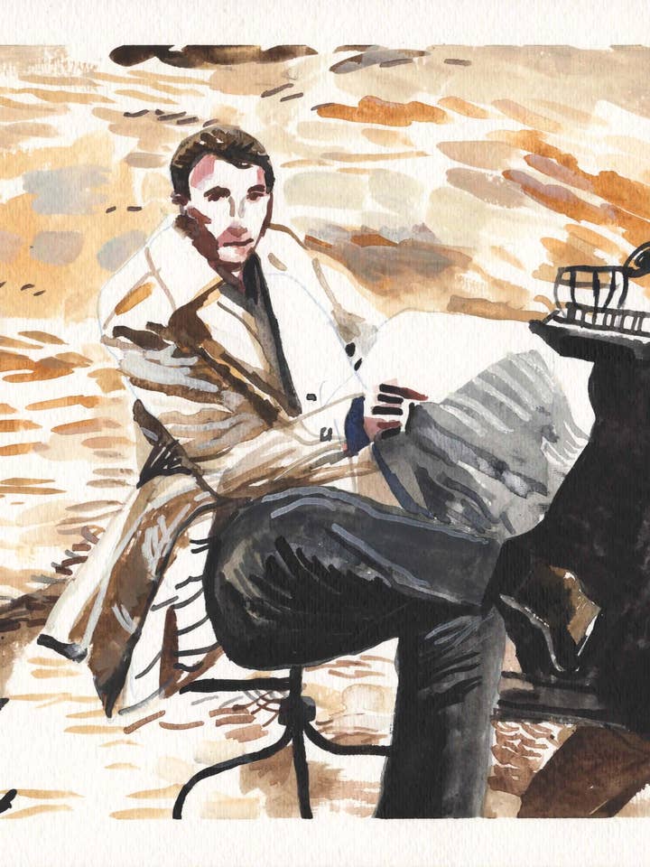 Retrato de Robert Rauschenberg. Acuarela sobre papel. 9 x 12 pulgadas para venta al por mayor de John Kline Artwork