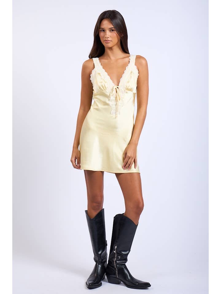 Sky to Moon - Wholesale Dress - Women's - SATIN LACE STRAP V-SHAPE OPEN BACK MINI DRESS19