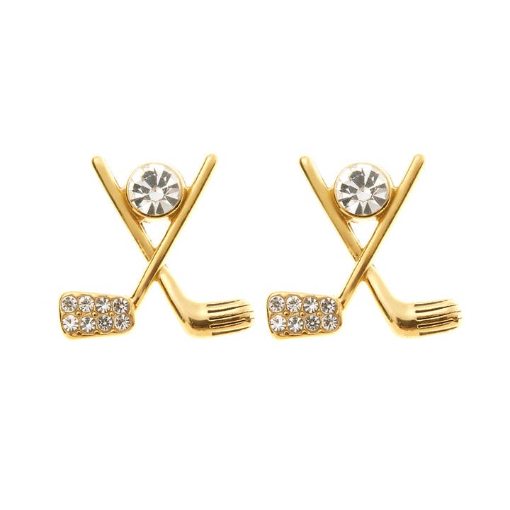 Golf CZ Stud Earrings- Pick Color for wholesale by Born to Rally