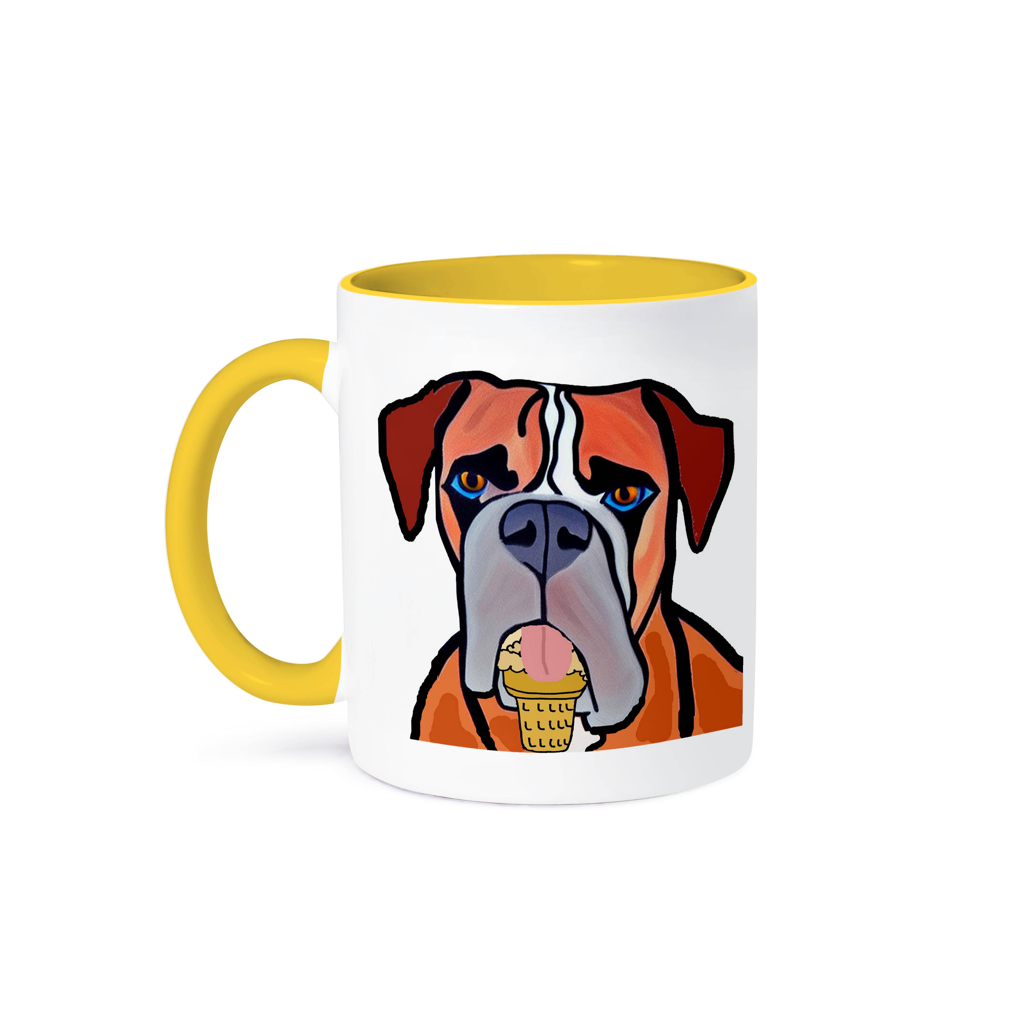 3dRose - Wholesale Coffee Mug - 3dRose, Cute funny Boxer Puppy Dog Rescue Dog eating Ice Cream Cone, Mug0