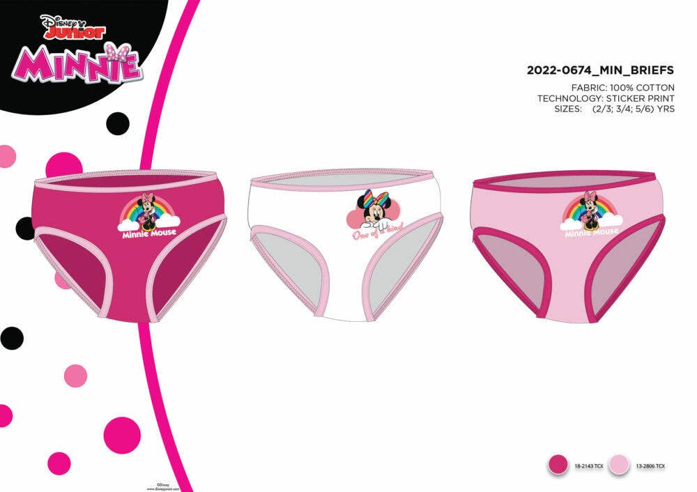 Evidence - Wholesale Underwear - Kids - 3 Piece Little Girl Cotton Panties - Disney Minnie Mouse0
