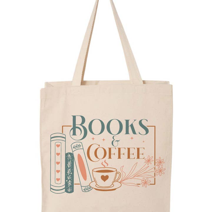 DaisyChainDesignCo – Engroshandel Tote bag - Dame – Kaffe og bøger lærredstaske