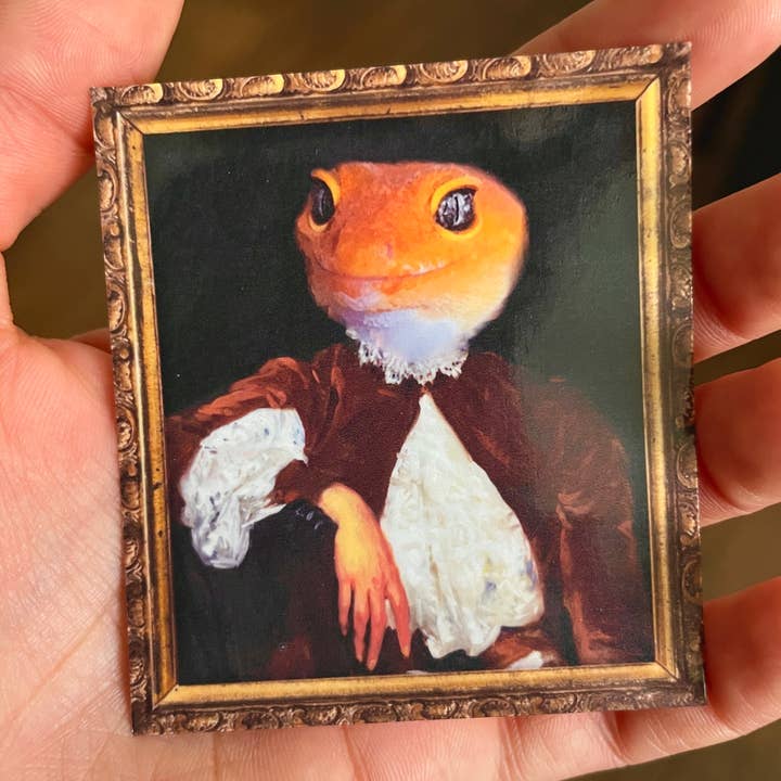 Adesivo in vinile con cornice a forma di geco leopardato, decorazione per serbatoio per la vendita all'ingrosso da parte di Flying Fawn Studio