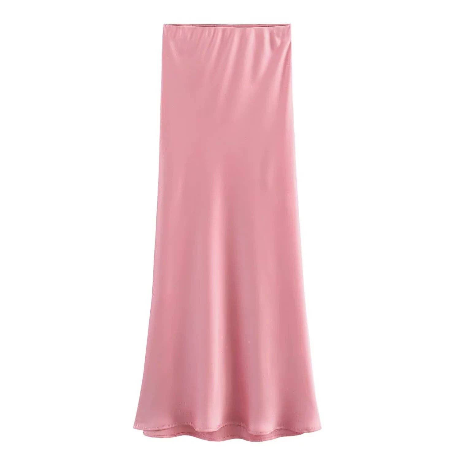 Sweetkama – wholesale Skirt – Women’s – Ladies Solid Color Satin Midi Skirt 551515