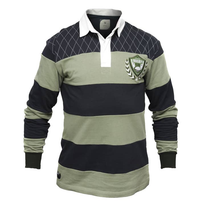 Green & Navy Rugby Jersey for wholesale by James Trading Group INC