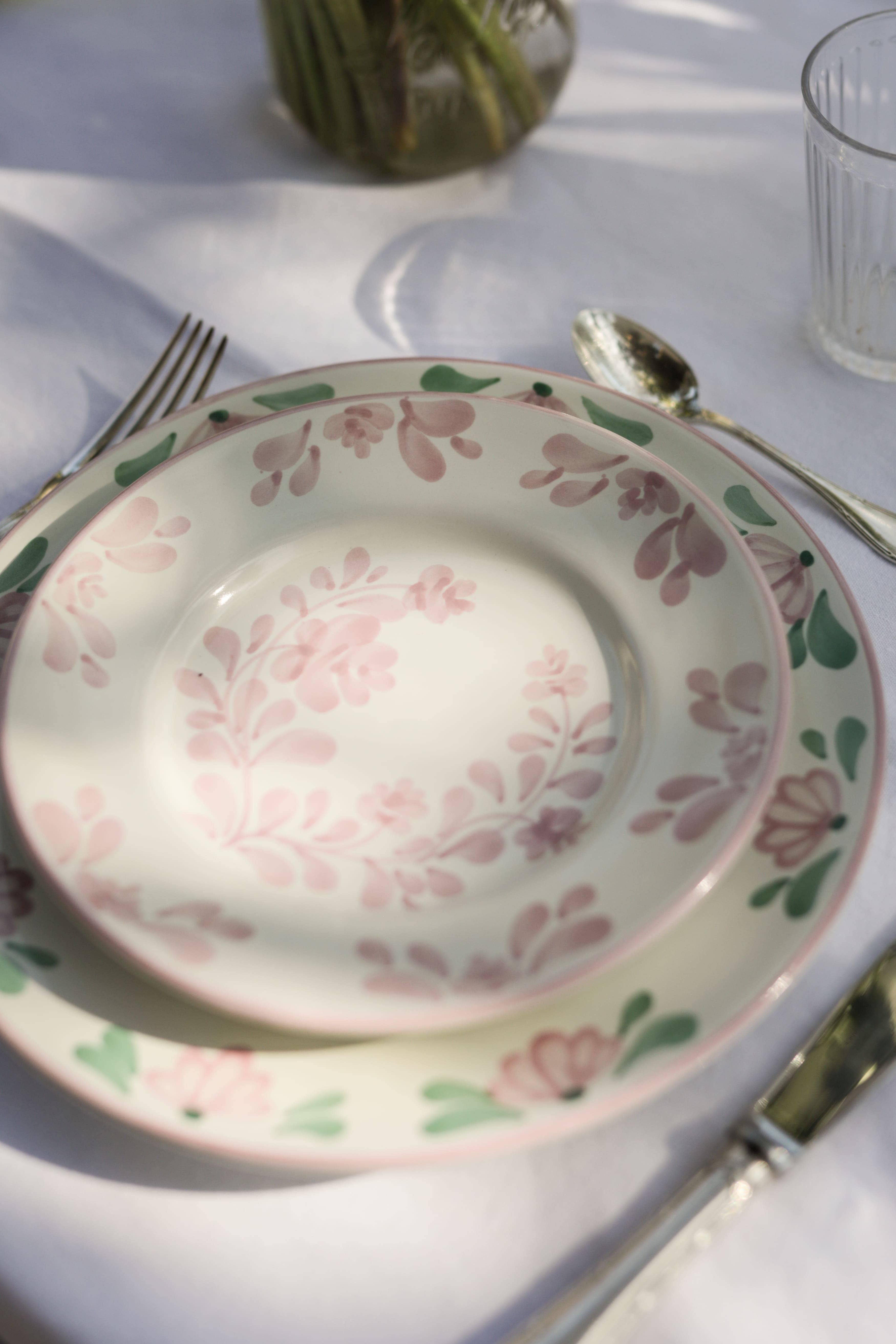 Molleni – wholesale Dinner plate – Ceramic plate pink floral print - Grazia2
