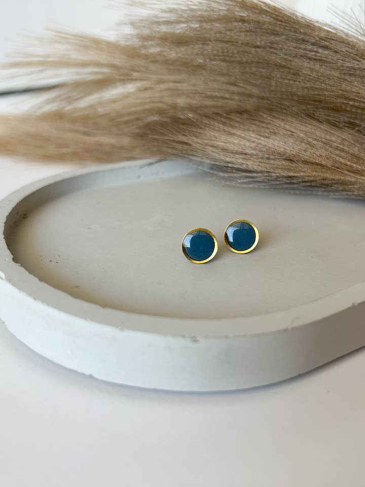 Gold Trim Basic Studs, Teal for wholesale by Sincerely, Abi