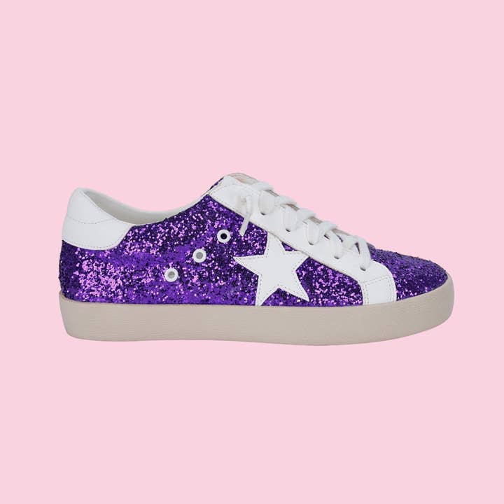 Purple Rally Glitter Sneakers for wholesale by Camel Threads