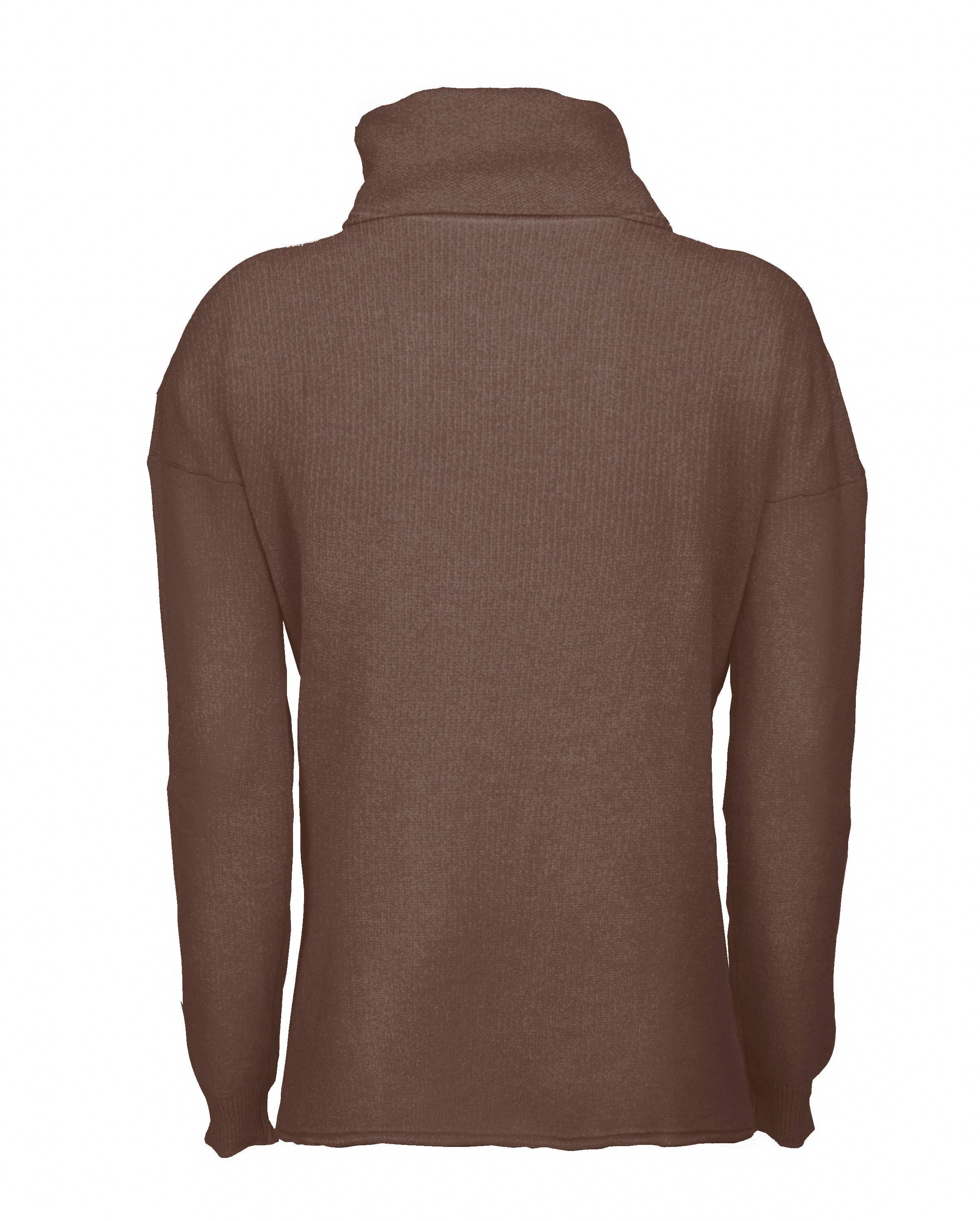 Women's Oversized Cashmere Cowl Neck Sweater Brown for wholesale on Faire1