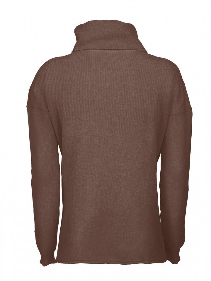 Women's Oversized Cashmere Cowl Neck Sweater Brown for wholesale on Faire1