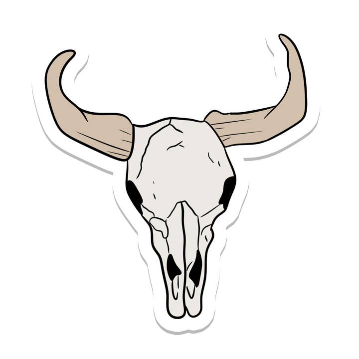 Koe Schedel | Western | Waterdichte Sticker | 3" voor wholesale door Rebel and Siren Stickers