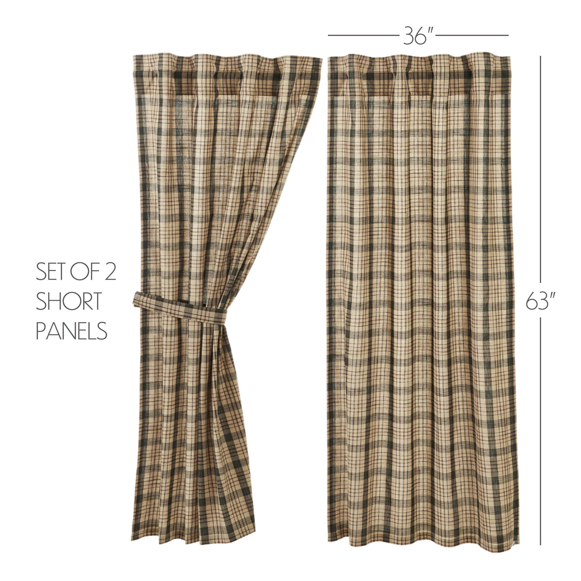 VHC Brands - Vente Rideaux - Cider Mill Plaid Lot de 2 panneaux courts 63x362