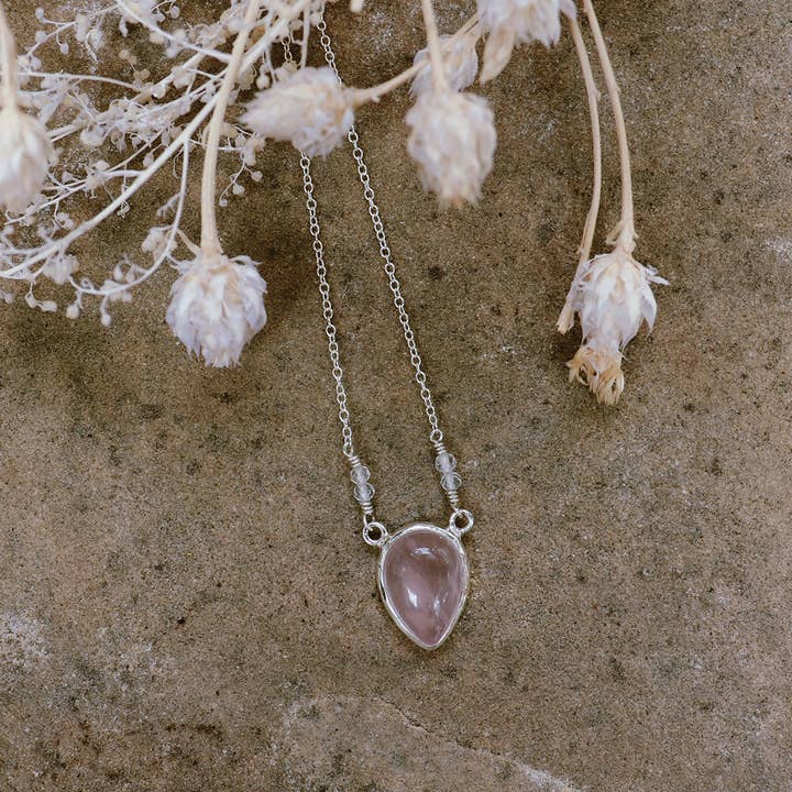 Rose Quartz Petit Tear Necklace :: See More Colors for wholesale by bahgsu jewels