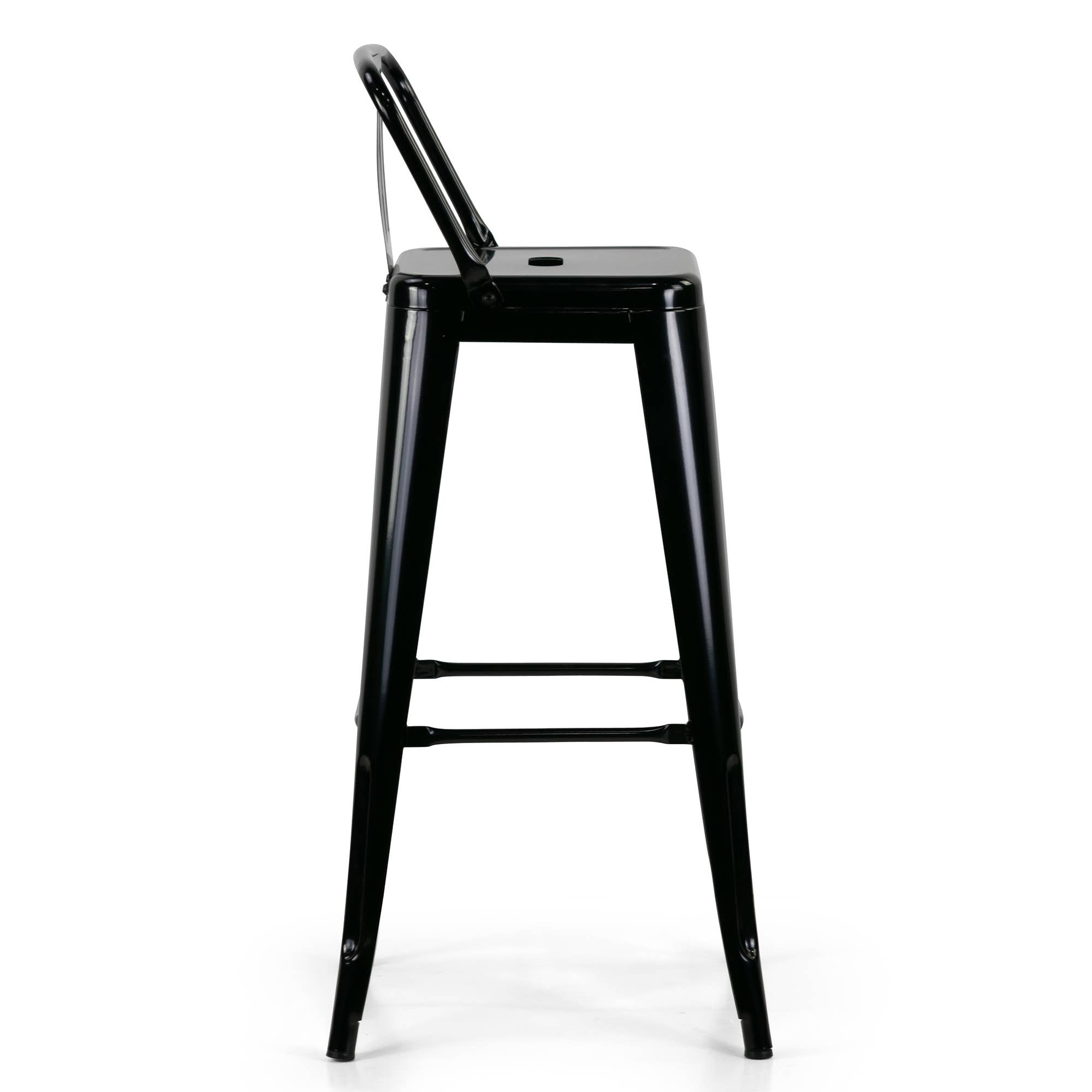 Glamour Home - Wholesale Stool - Set of 2 Barto Black Metal Bar Stool with Open Backrest3