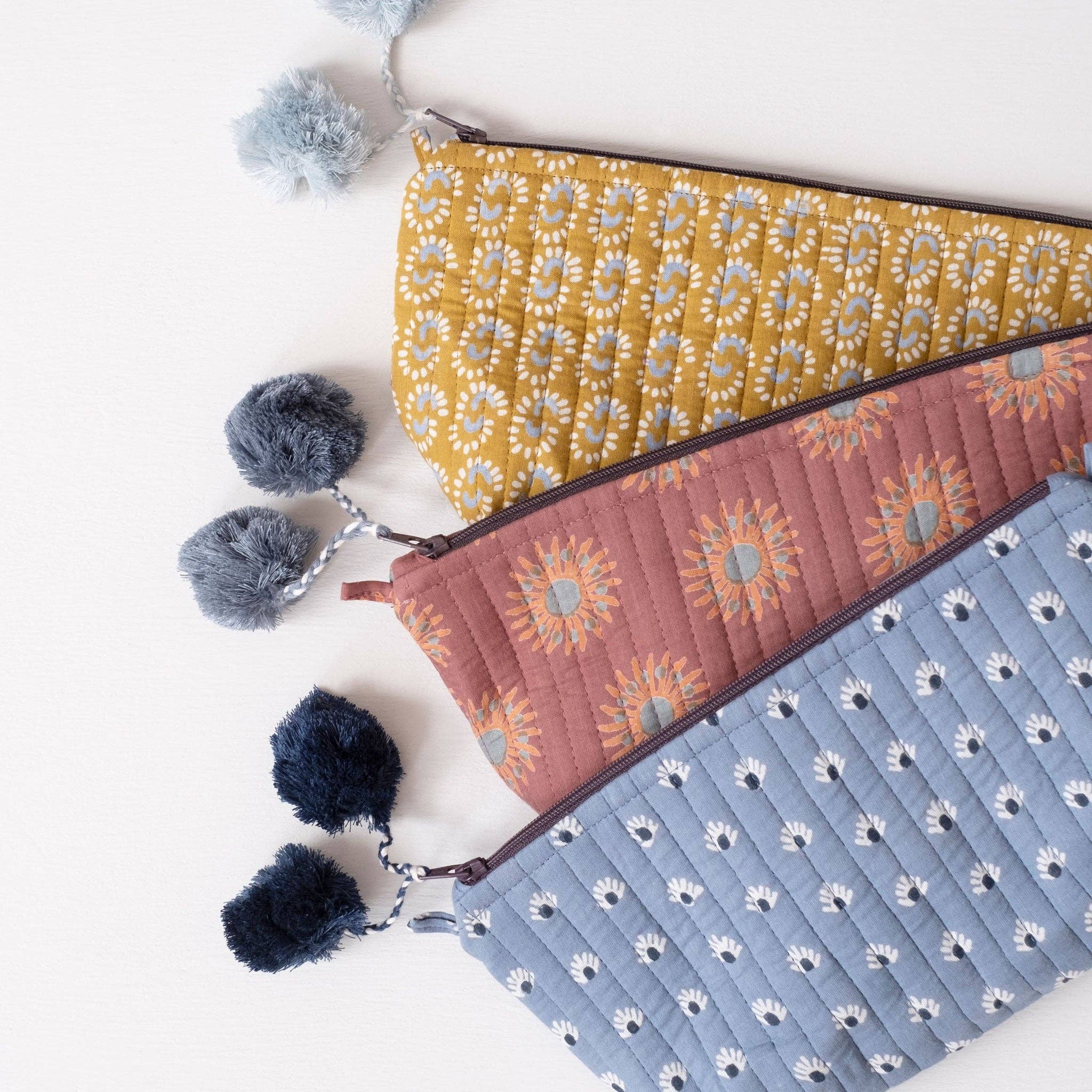 Graymarket Design - Wholesale Makeup/Cosmetic Bag - Sunburst Dark Honey Block Printed Makeup Pouch5