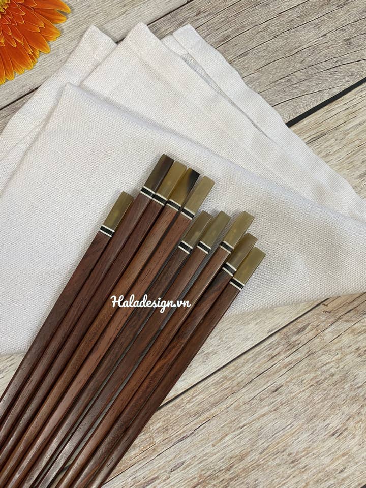 Handmade Rosewood Chopsticks with Horn Tip for wholesale by Hala Design
