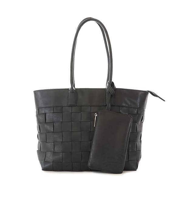 22 Tote - Wholesale Tote Bag - Women's - Woven Tote with Detachable Wristlet Pouch0