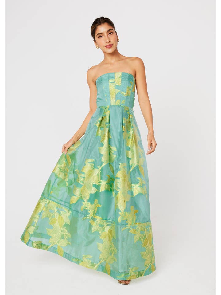 Catherine Gown Teal Leaf Organza for wholesale on Faire3