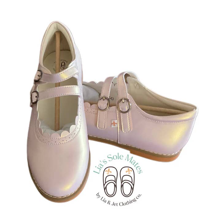 Janie (Mary-Jane’s) in Pearl Pink for wholesale by Lia’s Sole Mates