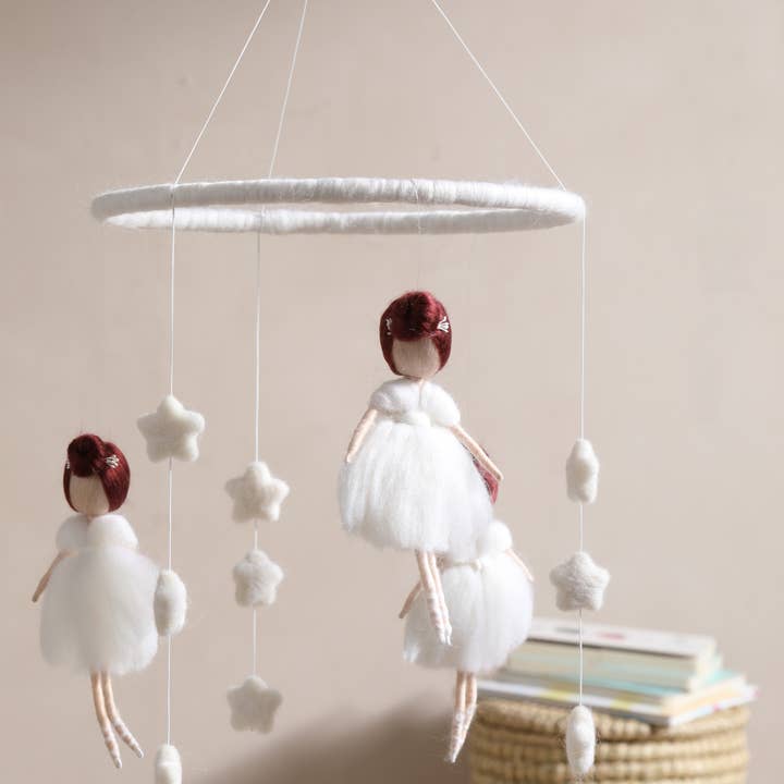 2 Stories - Wholesale Baby mobile - BALLERINA wool, Neuralles, Montessori Baby Mobile0